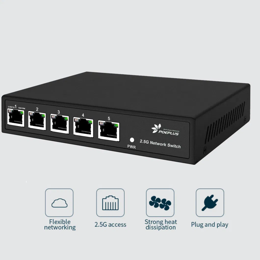 5 Ports Unmanaged Non Poe 2.5gbe Network Switch