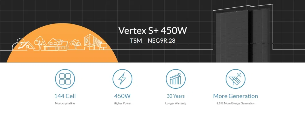 Trina Vertex S+ 425W 430W 435W 440W 445 W Dual Glass PV Modules with 30 Year Power Warranty