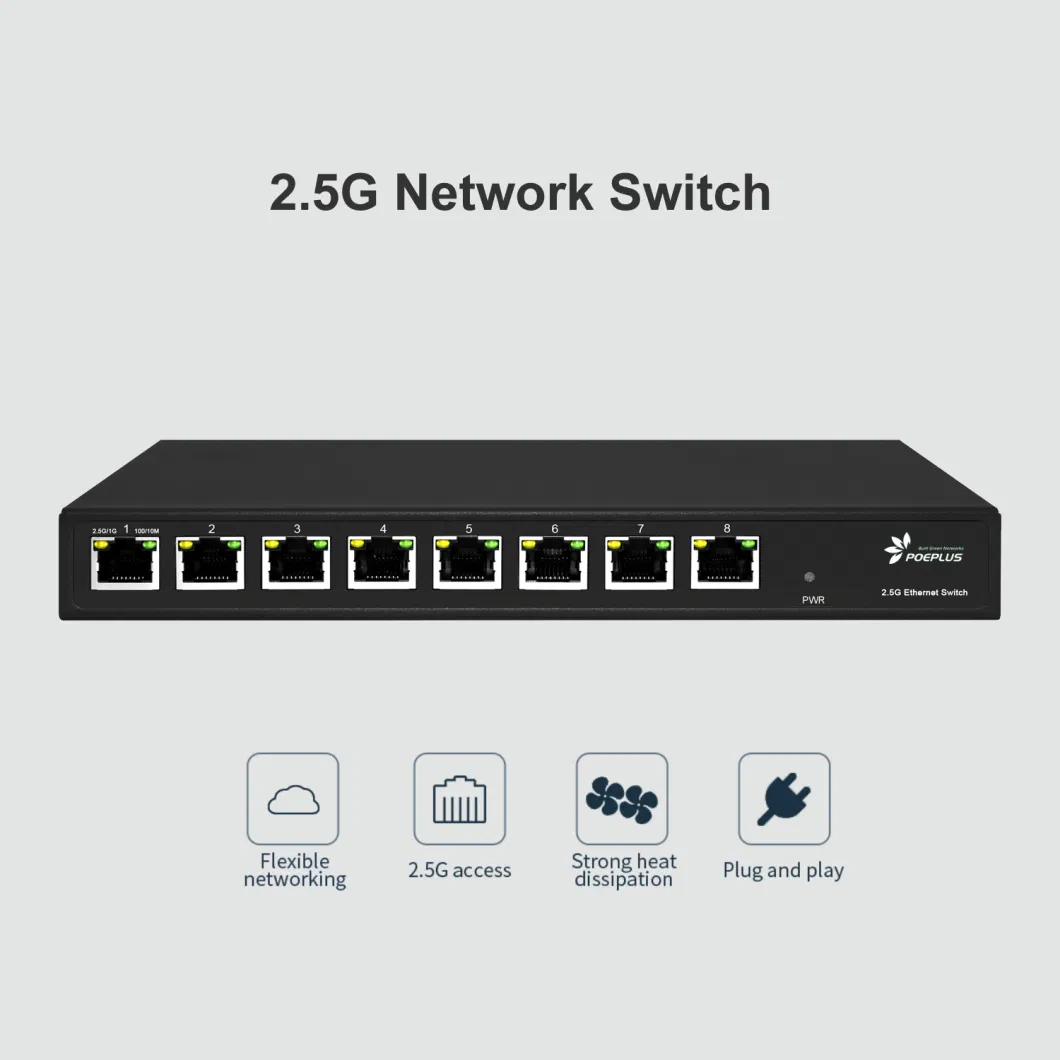 2.5gbe 8 Ports Smart Lite Network Switch Non Poe Web Managed