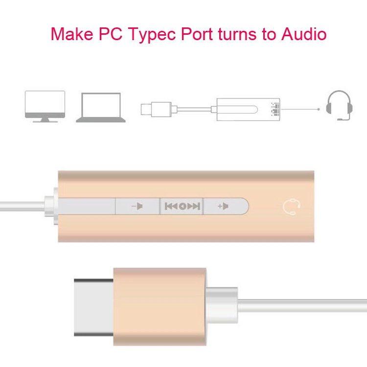Hot Selling Aluminum Alloy External Audio Adapter USB C Typec Sound Card with Stereo Virtual 7.1 Channel with Button
