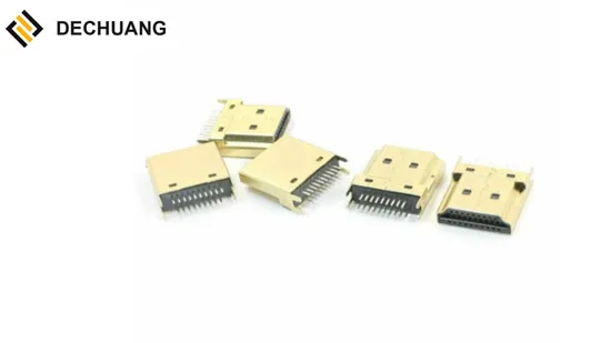 China Gold Mini 19 Pin Golden Plated Type C HDMI Male Connector High Definition Multimedia Interface Plug for PCB HD TV 24K Gold Plated 
