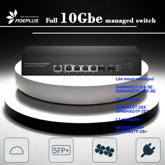 Full 10gbe Managed Switch with 4 Port Poe/Non and 2 Port SFP+ Uplink 