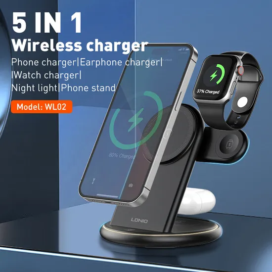 Ldnio Safety 25.5W Multifunction Fast Charging Phone Earphone Watch 5 in 1 One Wireless Charger 
