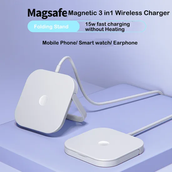 Foldable Magnetic Magsafe Wireless Phone Charging Pad 3 In1 Wireless Charger 