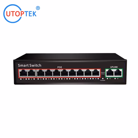 OEM 24 Portas Gigabit CCTV Rede Ethernet Poe Switch 48V 10/100/1000m