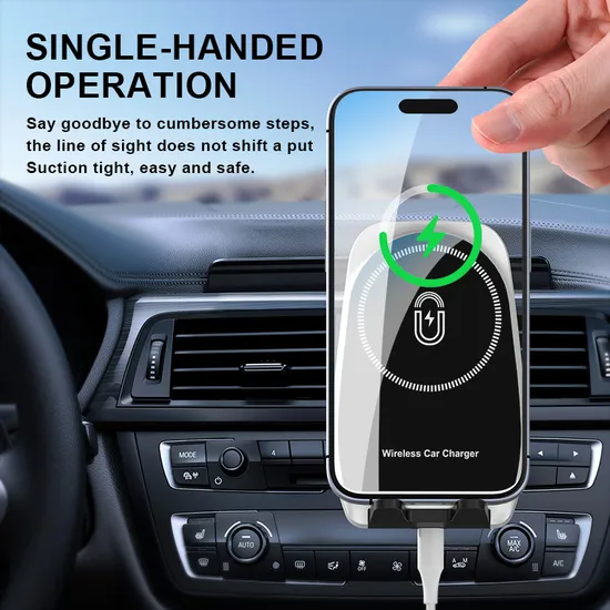 Wireless Charger Smart Phone 15W Fast Charging Car Mount Holder Magnetic Wireless Charger for Car 