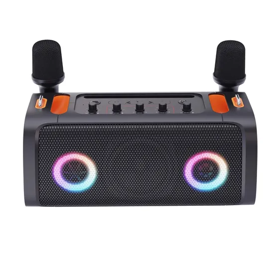 dual 4.5 Inch Professional Stereo Subwoofer Wireless Mic Karaoke Speaker HiFi Wireless Blue
