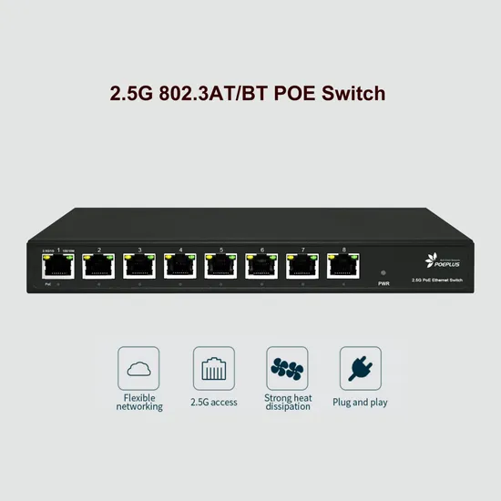 8 Ports Unmanaged Non Poe 2.5g Poe Switch 