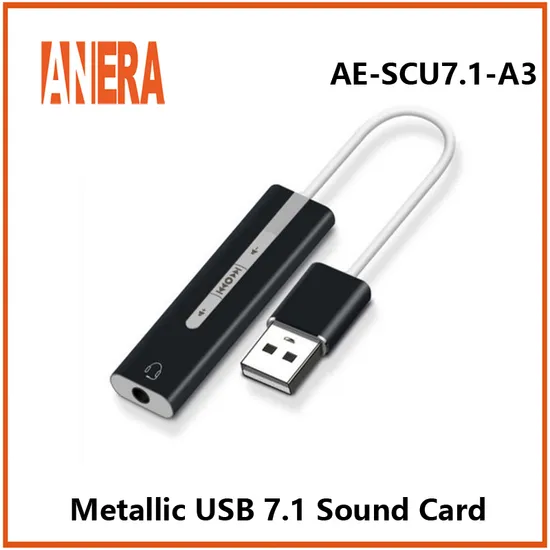 Anera Aluminum Alloy External Audio Adapter USB C Typec Sound Card with Stereo Virtual 7.1 Channel with Button 