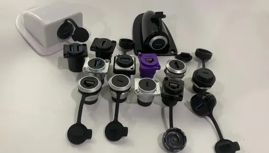 IP67 Waterproof Extension Type C White Black Plug Socket Connector 