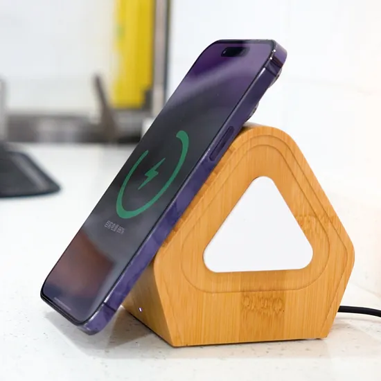 Bamboo Wireless Charger Stand for Phone Smartwatch Earphone 