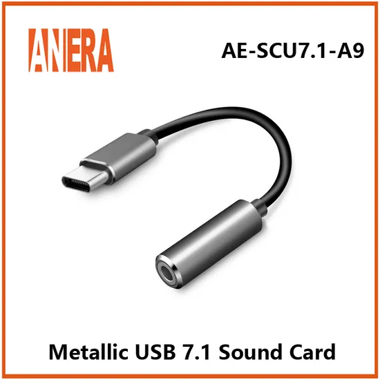 Aluminum Alloy External Audio Adapter USB C Typec Sound Card Adapter with Stereo Virtual 7.1 Channel 